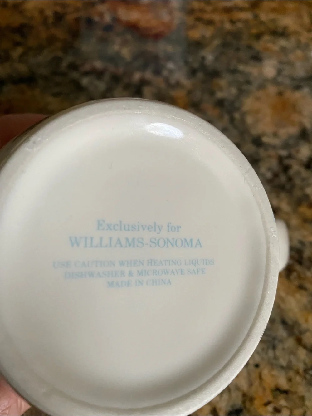 Williams-Sonoma Damask Bunny coffee mug w/ brown rabbit design
